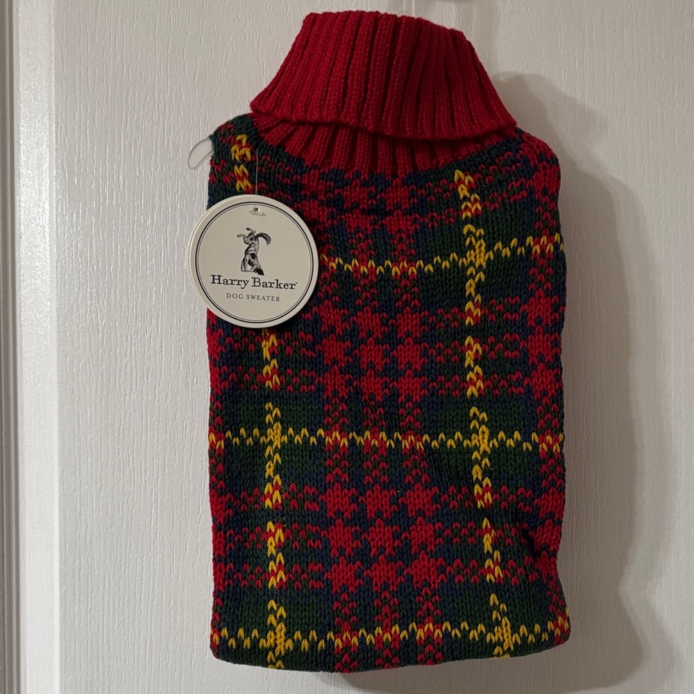 Harry Barker Holiday Cozy Red Knit Dog Sweater Sz L - Picture 4 of 8